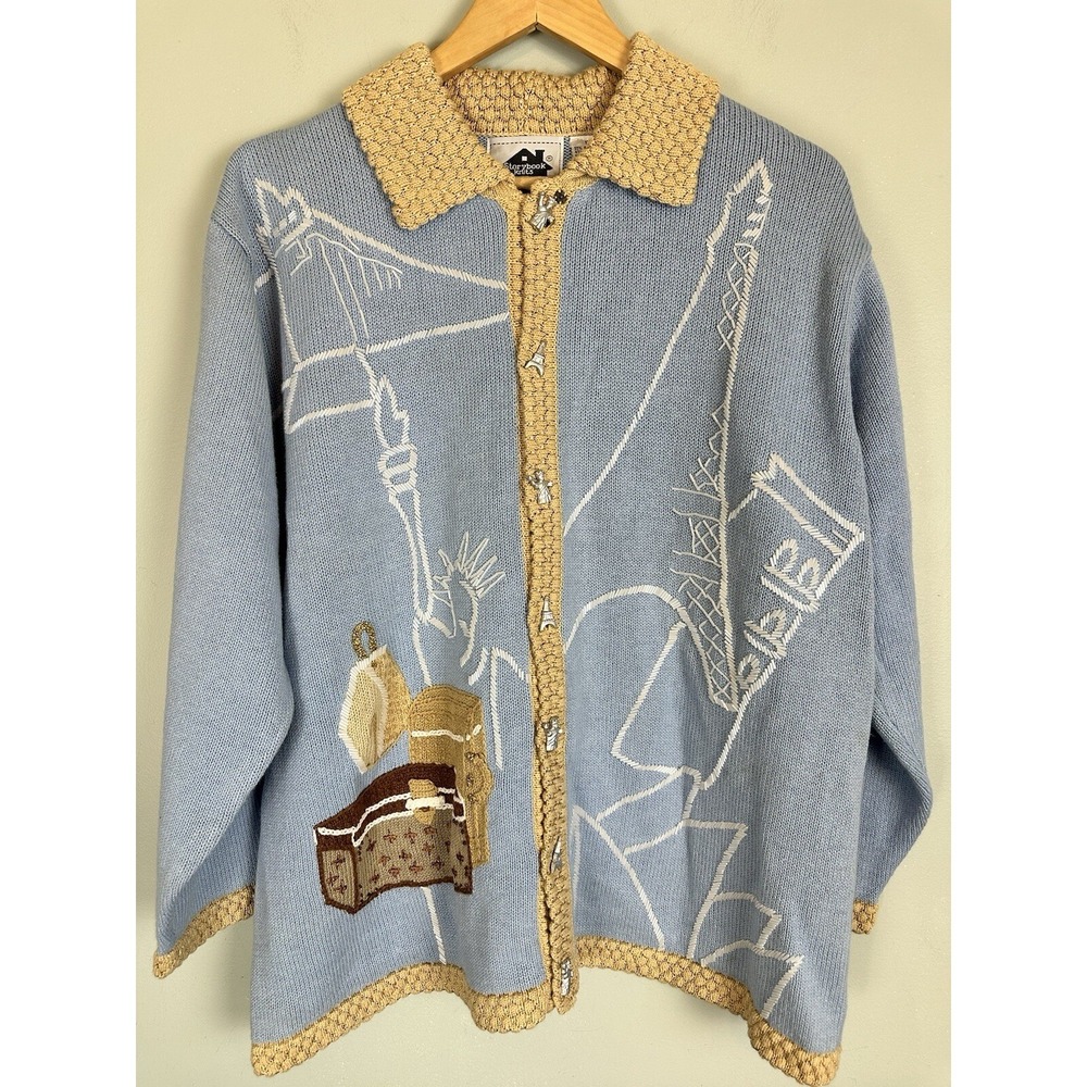 Storybook Knits Limited Edition Around the World Button Cardigan 1X NWT Travel